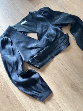 Blush Black V-Neck Wrap Top